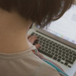 Girl working with laptop